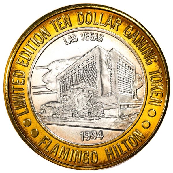 .999 Silver Flamingo Hilton Las Vegas, Nevada $10 Casino Limited Edition Gaming Token