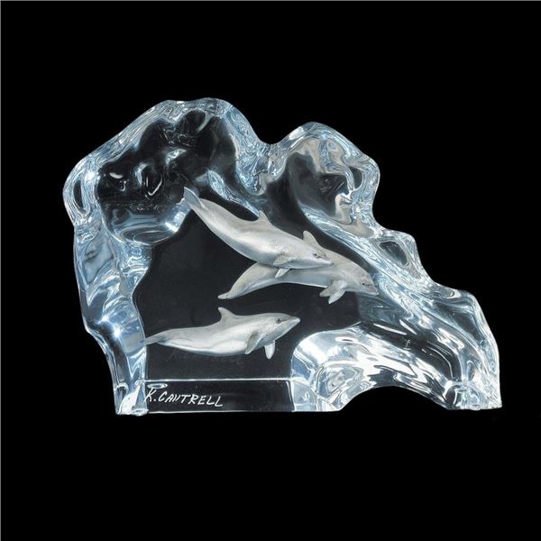 Kitty Cantrell "Dolphin Wave" Mixed Media Lucite Sculpture