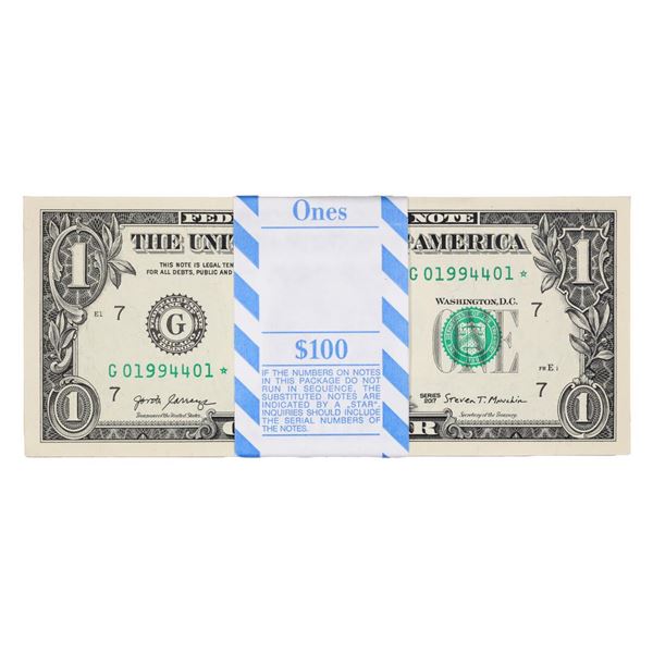 Pack of (100) Consecutive 2017 $1 Federal Reserve STAR Notes Chicago