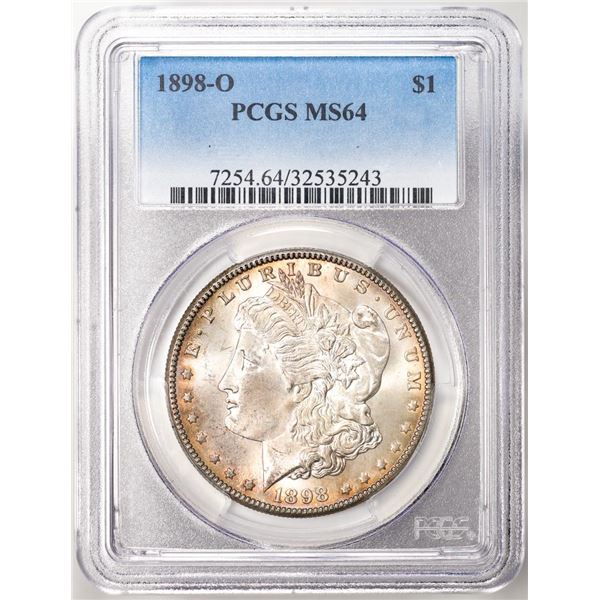 1898-O $1 Morgan Silver Dollar Coin PCGS MS64 Nice Toning