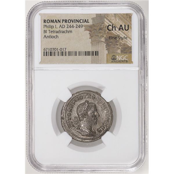 Roman Provincial 244-249 AD Philip I Bi Tetradrachm Ancient Coin NGC Ch AU