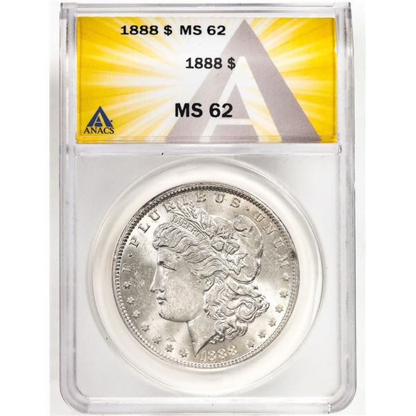 1888 $1 Morgan Silver Dollar Coin ANACS MS62