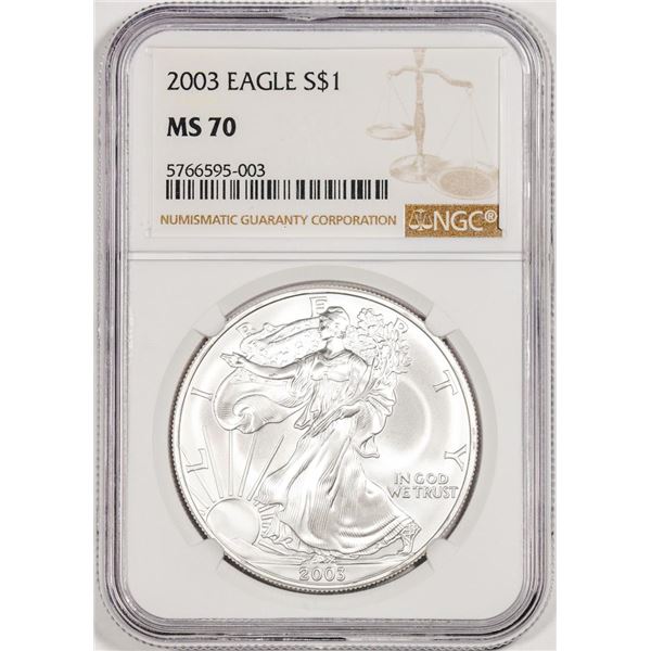 2003 $1 American Silver Eagle Coin NGC MS70