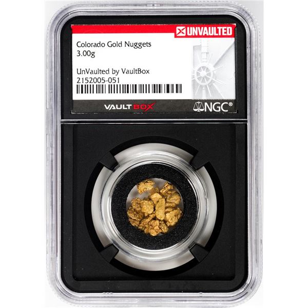 Lot of Colorado Gold Nuggets 3.00 Grams Total Weight NGC Vaultbox Unvaulted