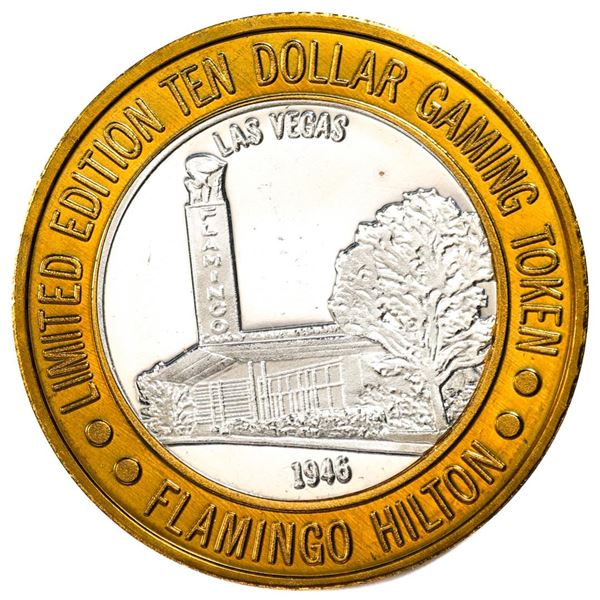 .999 Silver Flamingo Hilton Las Vegas, Nevada $10 Casino Limited Edition Gaming Token