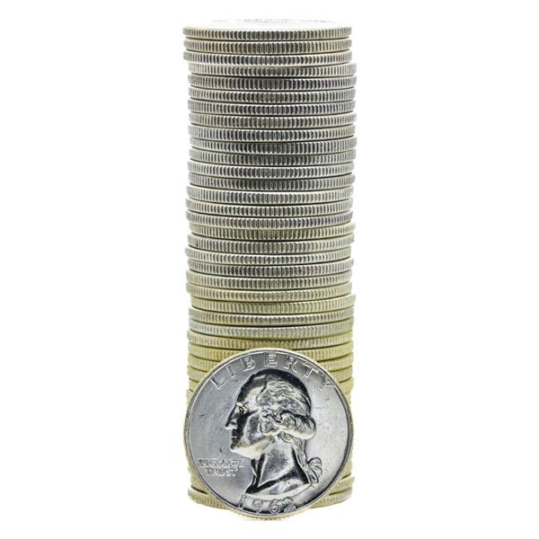 Roll of (40) Brilliant Uncirculated 1962 Washington Quarter Coins