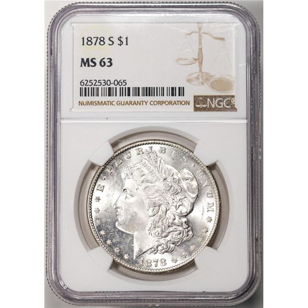 1878-S $1 Morgan Silver Dollar Coin NGC MS63