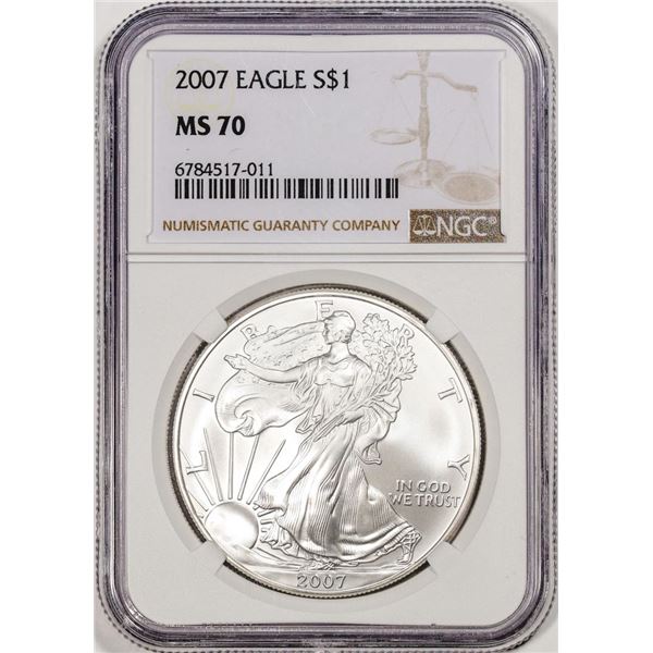 2007 $1 American Silver Eagle Coin NGC MS70