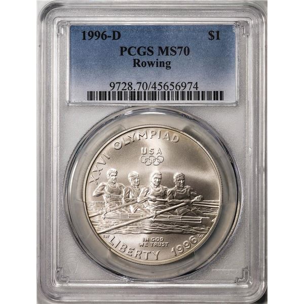 1996-D $1 Olympics Rowing Commemorative Silver Dollar Coin PCGS MS70