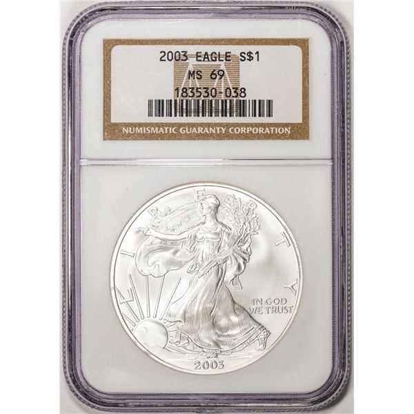 2003 $1 American Silver Eagle Coin NGC MS69