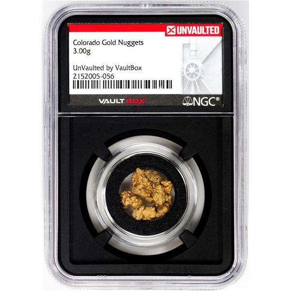 Lot of Colorado Gold Nuggets 3.00 Grams Total Weight NGC Vaultbox Unvaulted