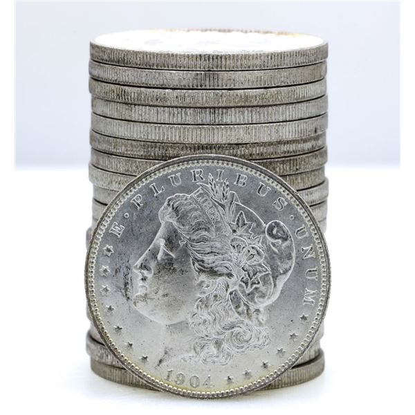 Roll of (20) Brilliant Uncirculated 1904-O $1 Morgan Silver Dollar Coins