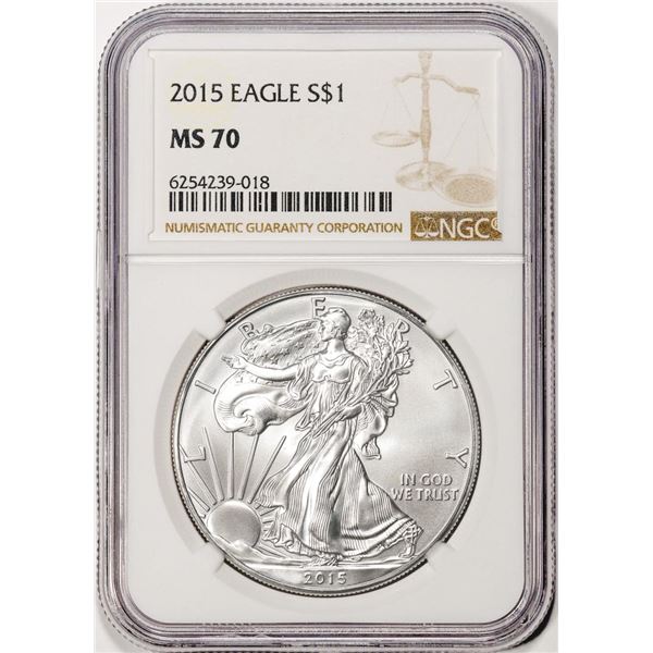 2015 $1 American Silver Eagle Coin NGC MS70