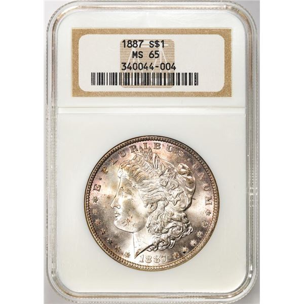 1887 $1 Morgan Silver Dollar Coin NGC MS65 Nice Toning