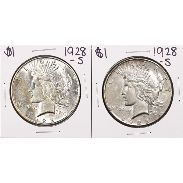 Lot of (2) 1928-S $1 Peace Silver Dollar Coins