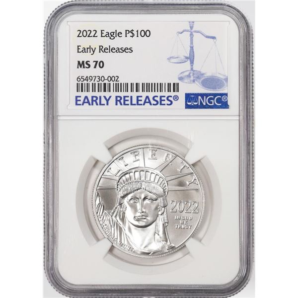 2022 $100 American Platinum Eagle Coin NGC MS70 Early Releases