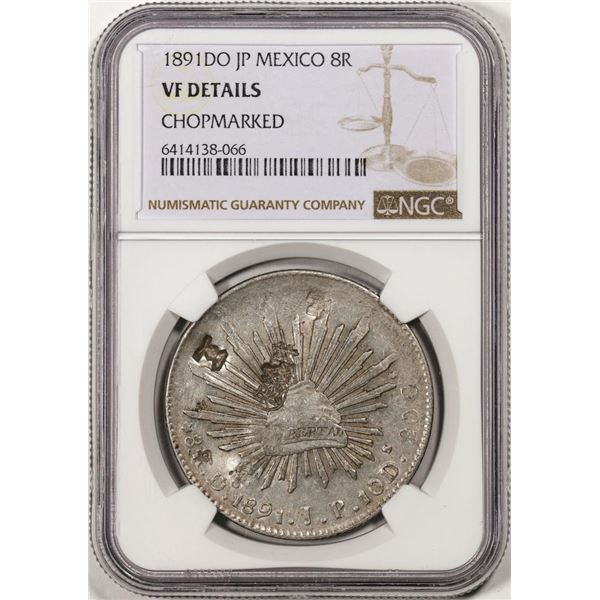 1891DO JP Mexico 8 Reales Silver Coin NGC VF Details Chopmarked