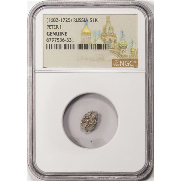 1682-1725 Russia 1 Kopek Peter I Silver Coin NGC Genuine