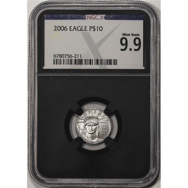 2006 $10 Platinum American Eagle Coin NGCX Mint State 9.9