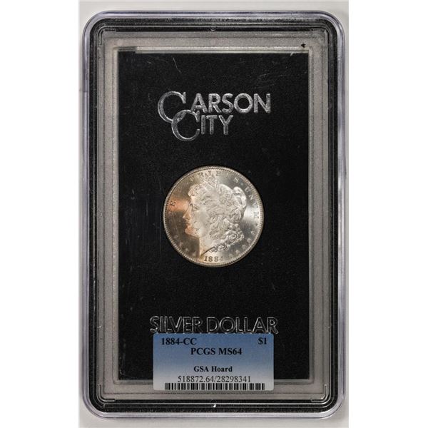 1884-CC $1 Morgan Silver Dollar Coin GSA Hoard PCGS MS64 Nice Toning