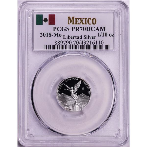 2018-Mo Mexico Proof 1/10 oz Silver Libertad Coin PCGS PR70DCAM