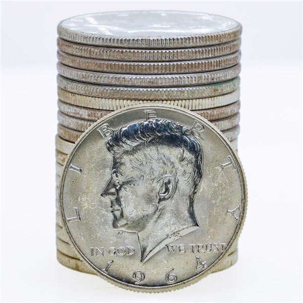 Roll of (20) Brilliant Uncirculated 1964-P/D Kennedy Half Dollar Coins