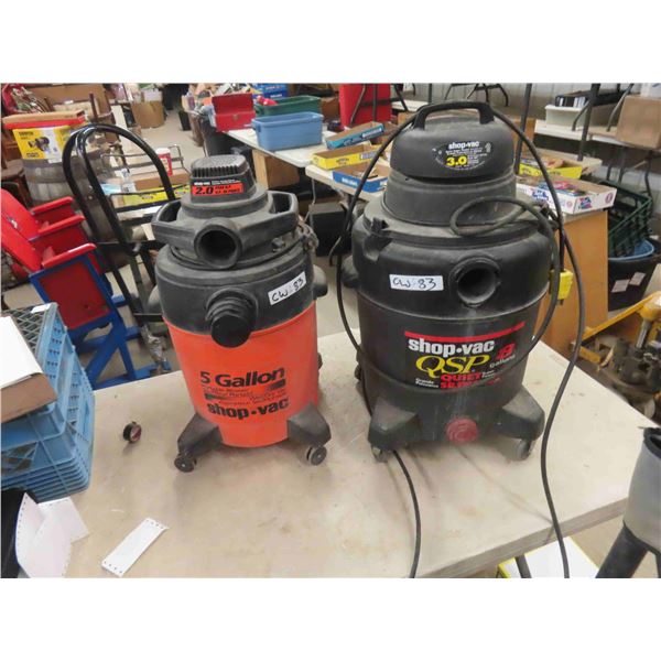 2 Shop Vac with Hose ; 2HP - 5 Gal & 3 HP - 8 Gal