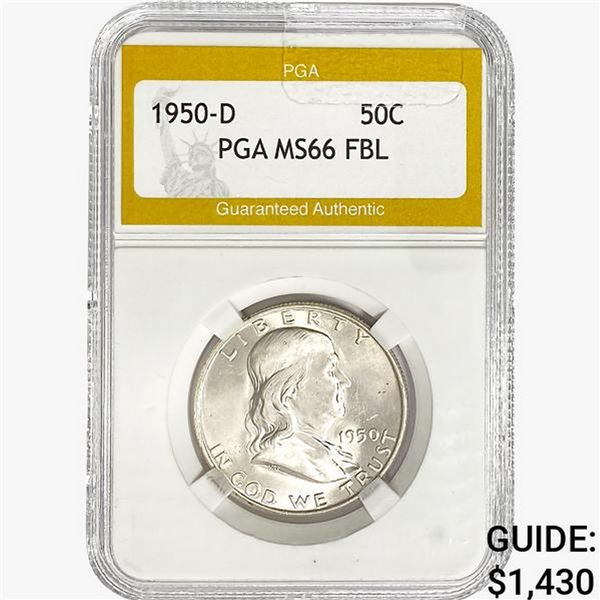 1950-D Franklin Half Dollar PGA MS66 FBL