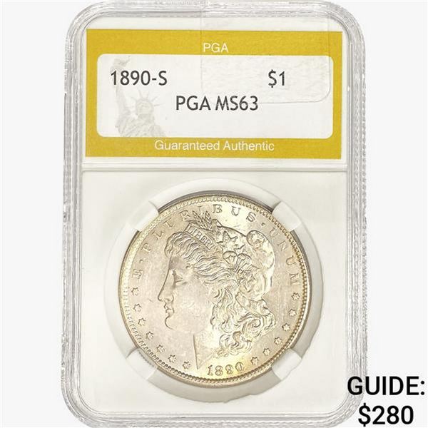1890-S Morgan Silver Dollar PGA MS63