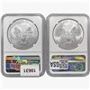 Image 2 : 2016 & 2019 Silver Eagle NGC MS70