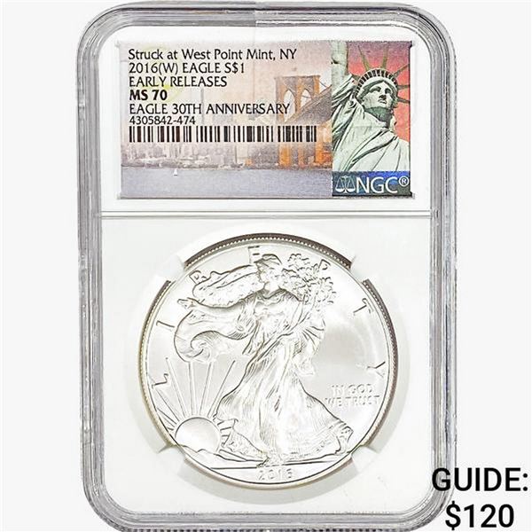 2016-W Silver Eagle NGC MS70 ER, 30th ANNIV.