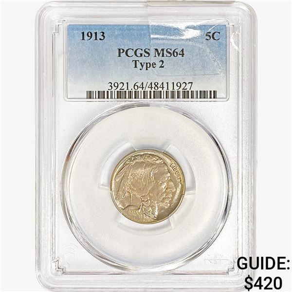 1913 Buffalo Nickel PCGS MS64 Type 2