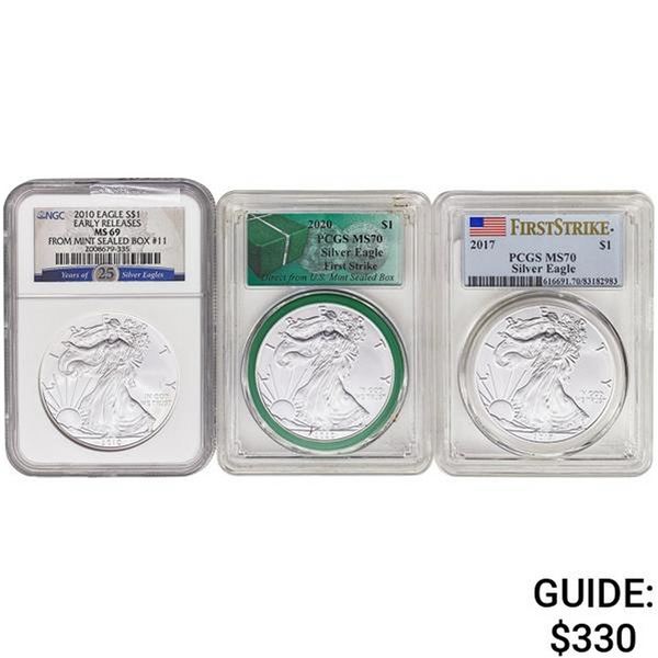 2010-2020 [3] Silver Eagle PCGS/NGC MS69/70