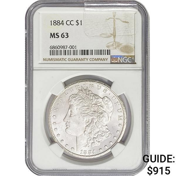 1884-CC Morgan Silver Dollar NGC MS63