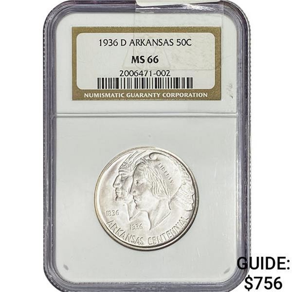 1936-D Arkansas Half Dollar NGC MS66