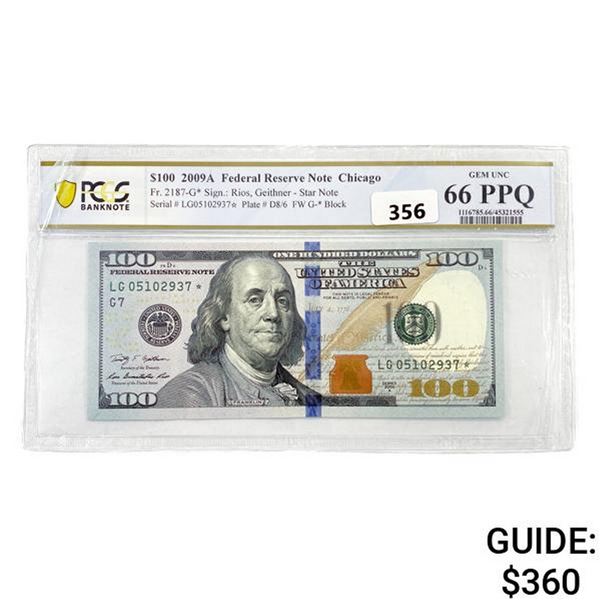 2009-A $100 Star Fes Res Note PCGS GEM UNC 66 PPQ