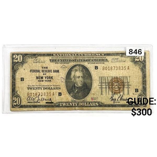 1929 $20 New York, NY National Bank Note