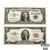 Image 1 : [2] $1 & $2 Silver Cert. & Legal Tender Notes [195