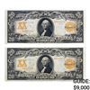 Image 1 : 1906 $20 GOLD CERTI. (2) CONSECUTIVE EF