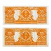 Image 2 : 1906 $20 GOLD CERTI. (2) CONSECUTIVE EF