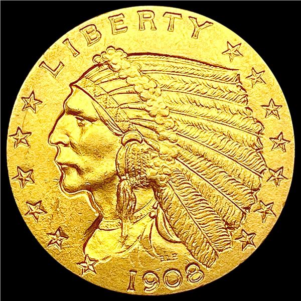 1908 $2.50 Gold Quarter Eagle CLOSELY UNCIRCULATED