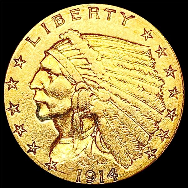 1914 $2.50 Gold Quarter Eagle CLOSELY UNCIRCULATED