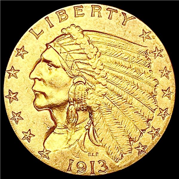 1913 $2.50 Gold Quarter Eagle CLOSELY UNCIRCULATED