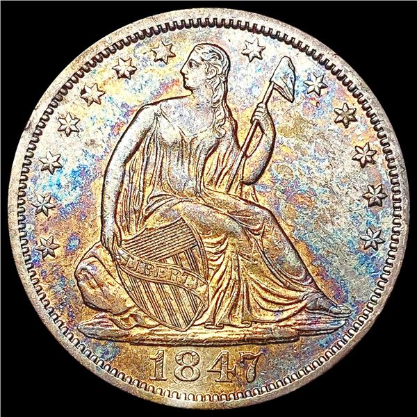 1847-O Toned Seated Liberty Half Dollar UNCIRCULAT