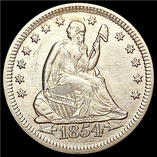 1854 Arws Seated Liberty Quarter CLOSELY UNCIRCULA