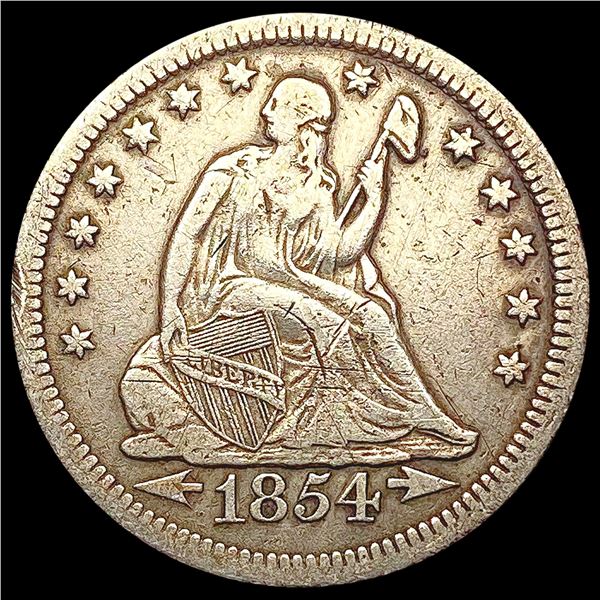 1854-O Seated Liberty Quarter LIGHTLY CIRCULATED