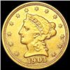 Image 1 : 1901 $2.50 Gold Quarter Eagle CLOSELY UNCIRCULATED