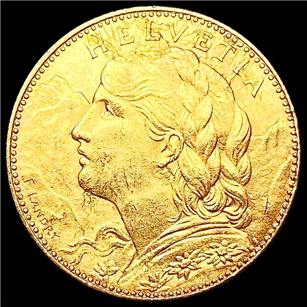 1911-B Switzerland .0933oz Gold 10 Francs UNCIRCUL