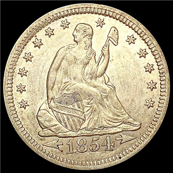 1854 Arws Seated Liberty Quarter CLOSELY UNCIRCULA