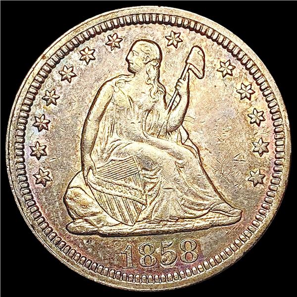 1858 Seated Liberty Quarter CHOICE AU